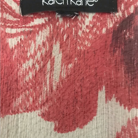 Karen Kane Red Cream Tie Front Top - Picture 5 of 11